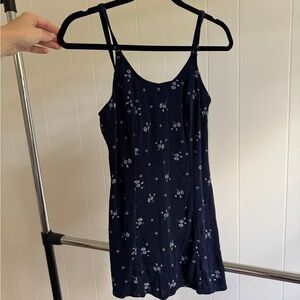 Vintage Jersey Navy Blue Floral Dress